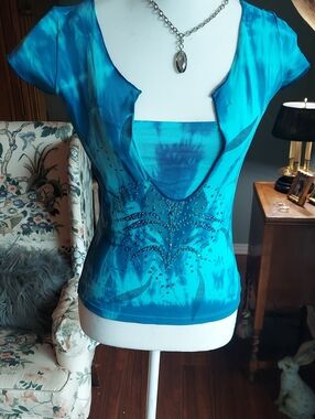 Women's Turquoise Blue Embellished Camisole Top